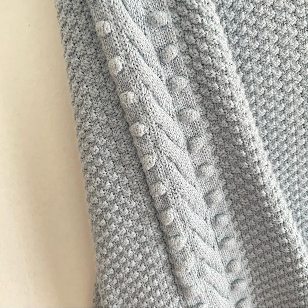 $15 SALE Textured Knit Pullover Sweater Women XL Pastel Blue LOFT - Picture 4 of 6
